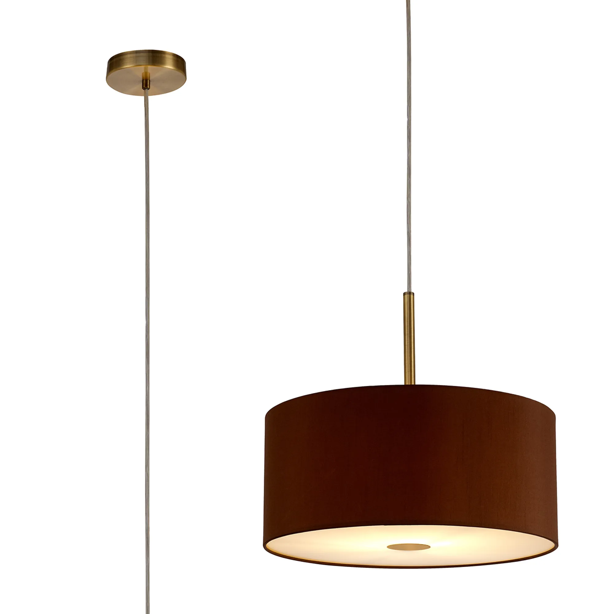 DK0218  Baymont 40cm Pendant 1 Light Antique Brass, Raw Cocoa/Grecian Bronze, Frosted Diffuser